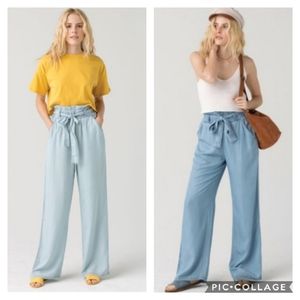 Paper bag chambray pants